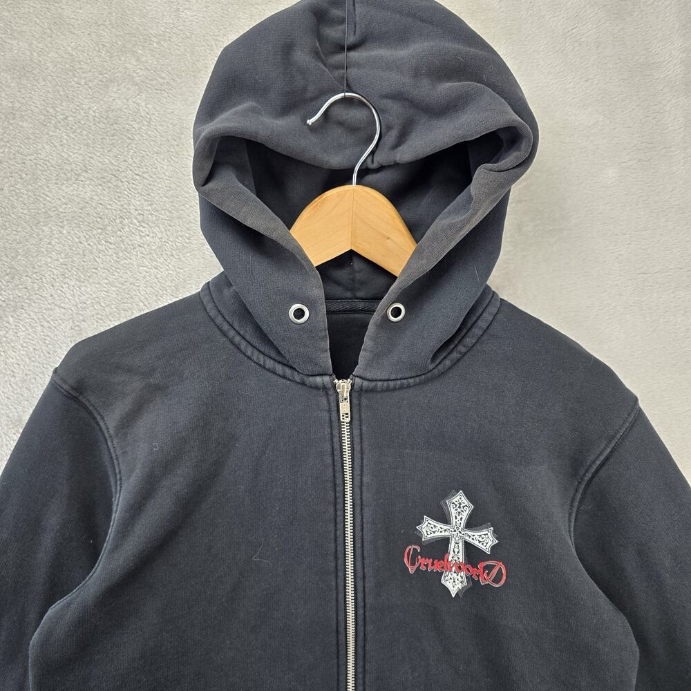 Cruel World Zip Up Hoodie Mens Small Black Cross Y2K Sweatshirt Goth Grunge - Picture 4 of 15